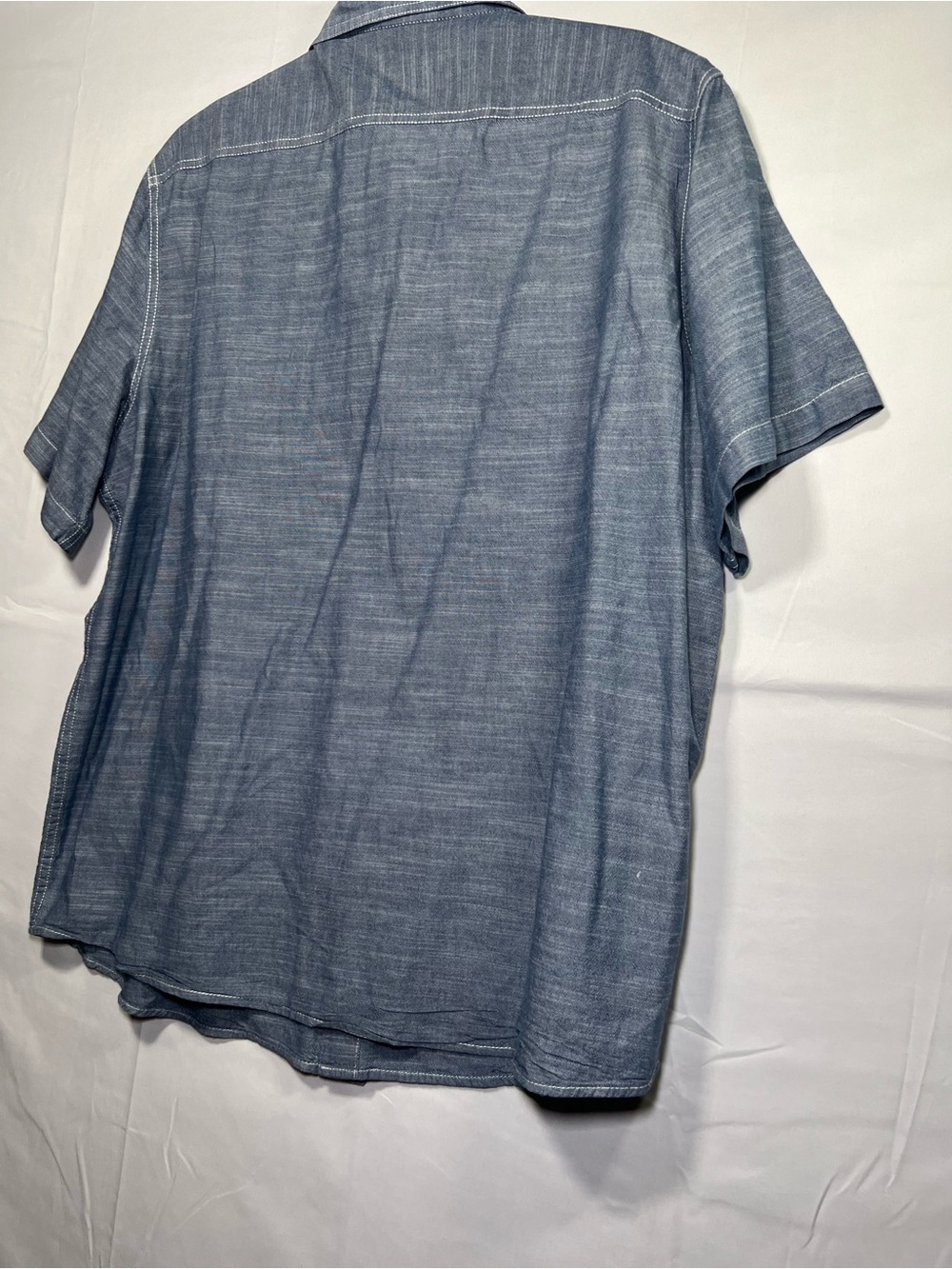 Woolrich Men’s Blue Chambray Short Sleeve Work Shirt XL 100% Cotton - Picture 8 of 9